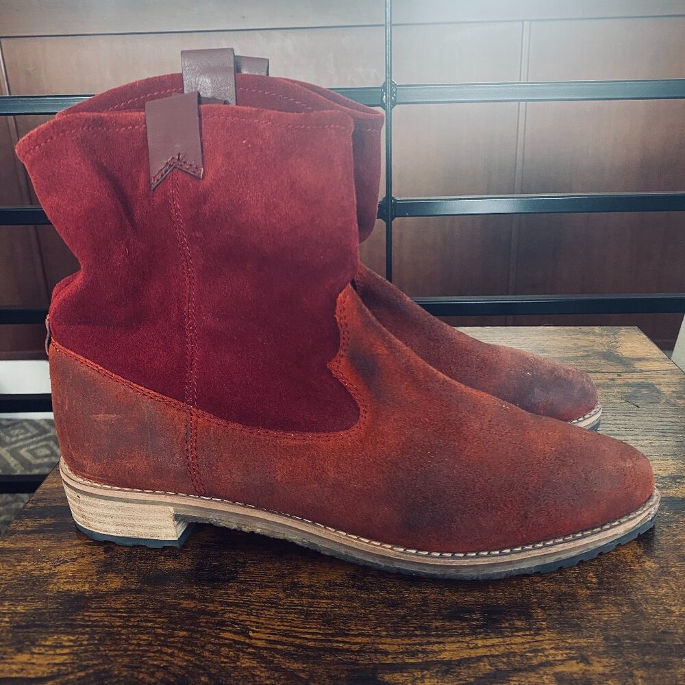Matt Bernson Distressed Red Ankle Boots, Suede, W 10